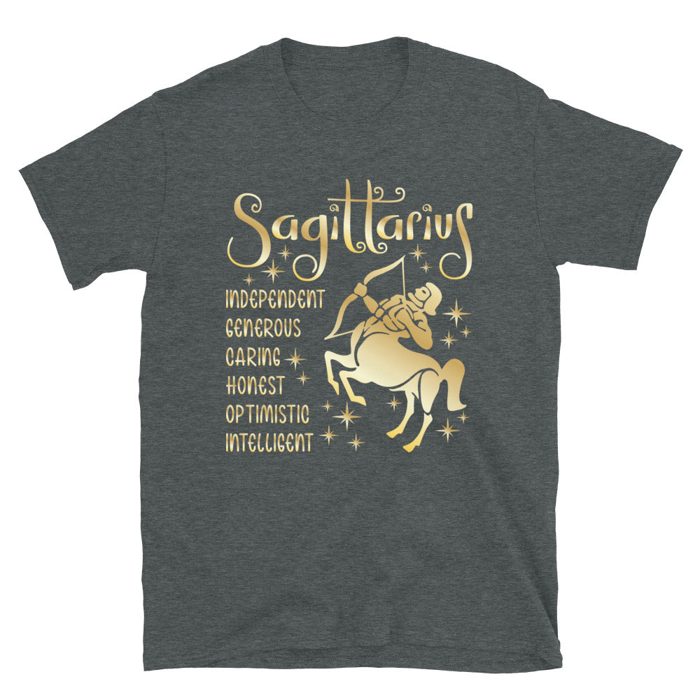 Sagittarius Zodiac Positive Traits TShirt - Dark Heather Color - https://ascensionemporium.net